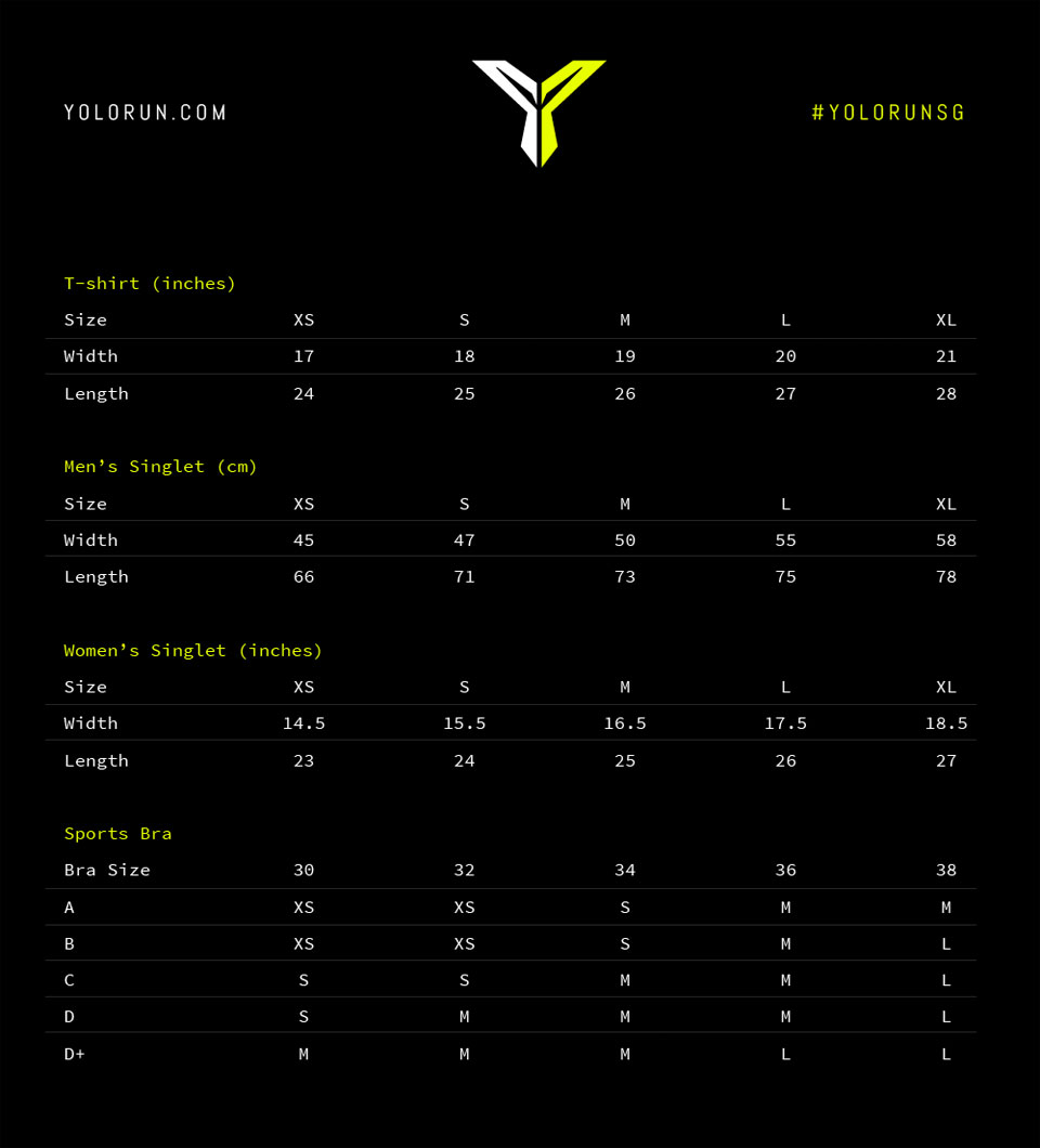 YOLO Run 2016 Size Chart